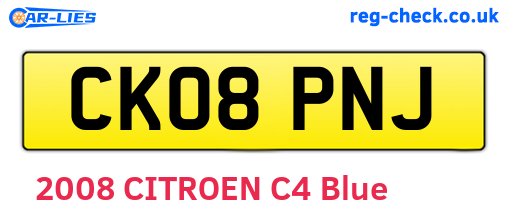 CK08PNJ are the vehicle registration plates.