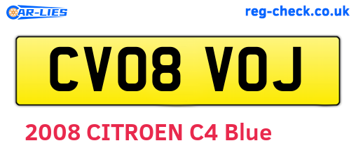 CV08VOJ are the vehicle registration plates.