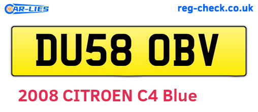 DU58OBV are the vehicle registration plates.