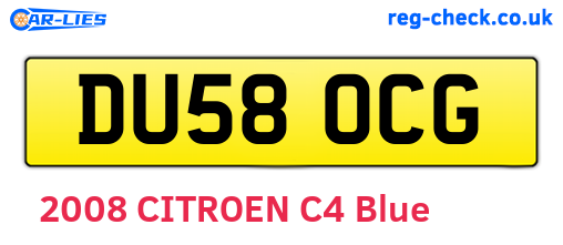 DU58OCG are the vehicle registration plates.