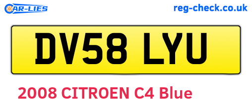 DV58LYU are the vehicle registration plates.