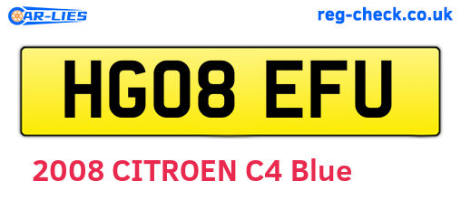 HG08EFU are the vehicle registration plates.