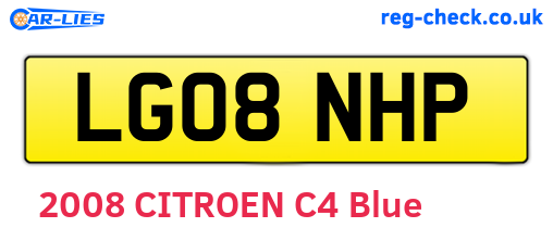 LG08NHP are the vehicle registration plates.