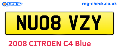 NU08VZY are the vehicle registration plates.