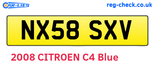 NX58SXV are the vehicle registration plates.