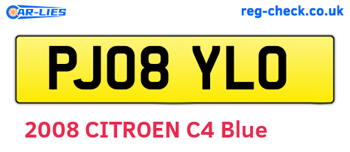 PJ08YLO are the vehicle registration plates.