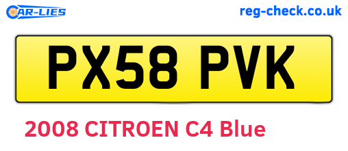 PX58PVK are the vehicle registration plates.