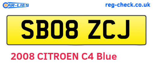 SB08ZCJ are the vehicle registration plates.