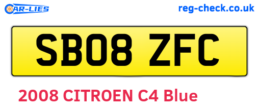SB08ZFC are the vehicle registration plates.
