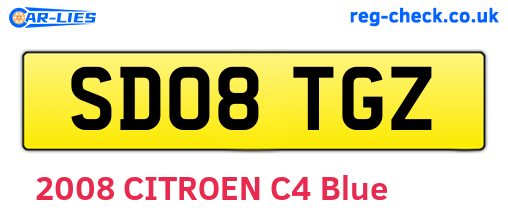 SD08TGZ are the vehicle registration plates.
