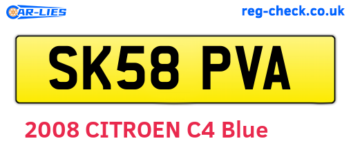 SK58PVA are the vehicle registration plates.