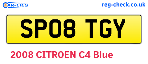 SP08TGY are the vehicle registration plates.