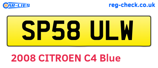 SP58ULW are the vehicle registration plates.