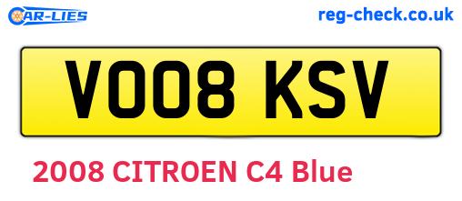 VO08KSV are the vehicle registration plates.