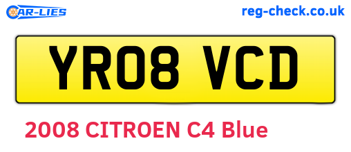 YR08VCD are the vehicle registration plates.