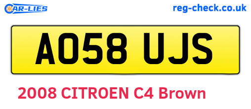 AO58UJS are the vehicle registration plates.