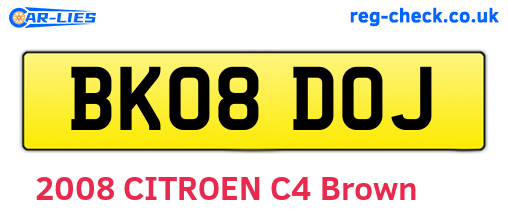 BK08DOJ are the vehicle registration plates.