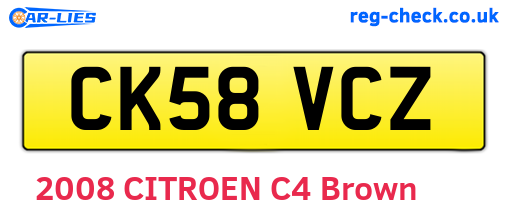 CK58VCZ are the vehicle registration plates.