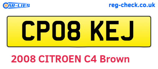 CP08KEJ are the vehicle registration plates.