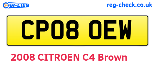 CP08OEW are the vehicle registration plates.