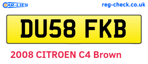 DU58FKB are the vehicle registration plates.
