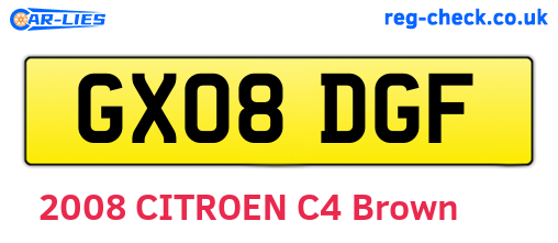 GX08DGF are the vehicle registration plates.