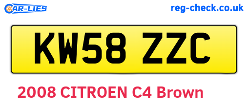 KW58ZZC are the vehicle registration plates.