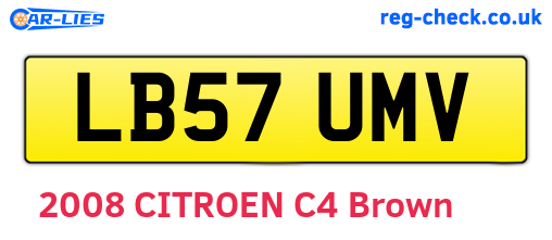 LB57UMV are the vehicle registration plates.