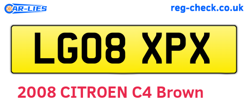 LG08XPX are the vehicle registration plates.