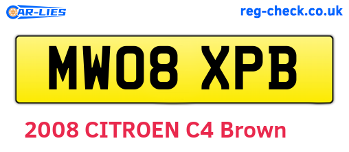 MW08XPB are the vehicle registration plates.