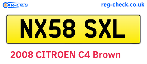 NX58SXL are the vehicle registration plates.