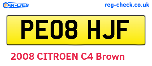 PE08HJF are the vehicle registration plates.
