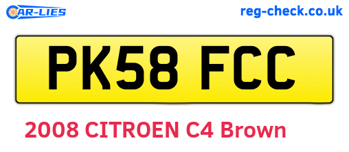 PK58FCC are the vehicle registration plates.