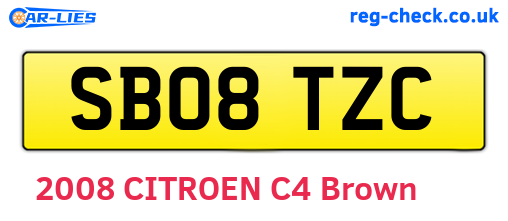 SB08TZC are the vehicle registration plates.