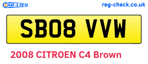 SB08VVW are the vehicle registration plates.