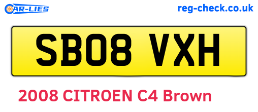 SB08VXH are the vehicle registration plates.