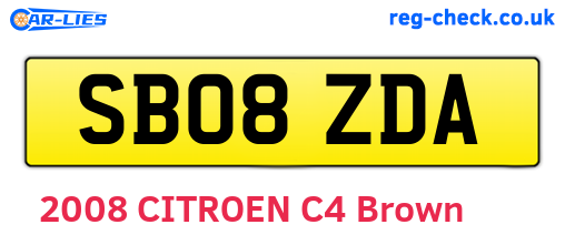SB08ZDA are the vehicle registration plates.