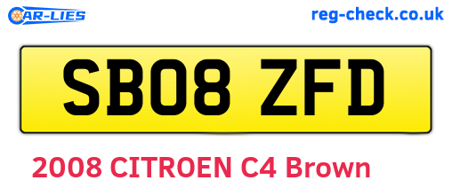 SB08ZFD are the vehicle registration plates.