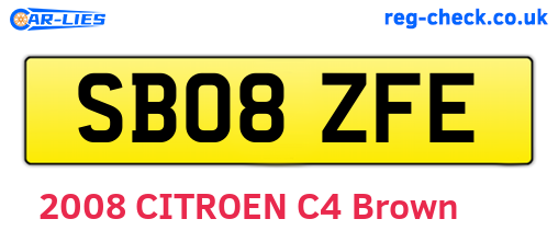 SB08ZFE are the vehicle registration plates.
