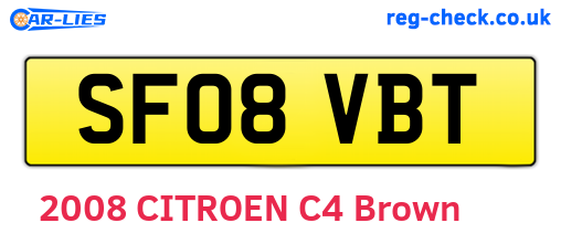 SF08VBT are the vehicle registration plates.