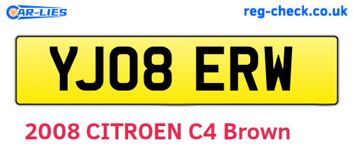 YJ08ERW are the vehicle registration plates.