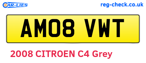 AM08VWT are the vehicle registration plates.
