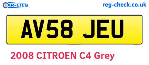 AV58JEU are the vehicle registration plates.