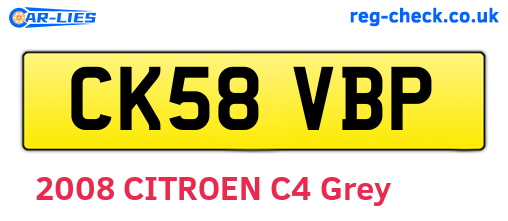 CK58VBP are the vehicle registration plates.