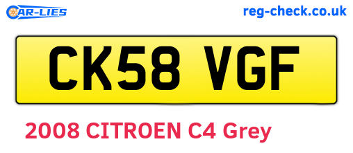 CK58VGF are the vehicle registration plates.