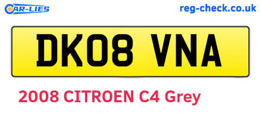 DK08VNA are the vehicle registration plates.