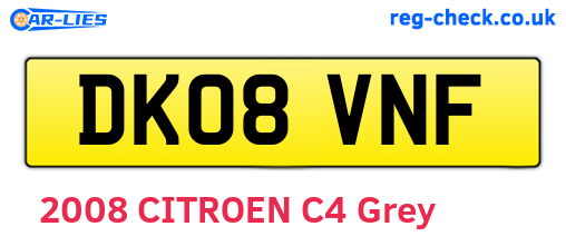 DK08VNF are the vehicle registration plates.