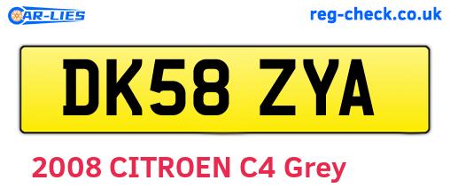 DK58ZYA are the vehicle registration plates.