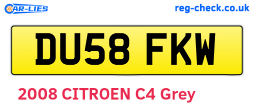 DU58FKW are the vehicle registration plates.