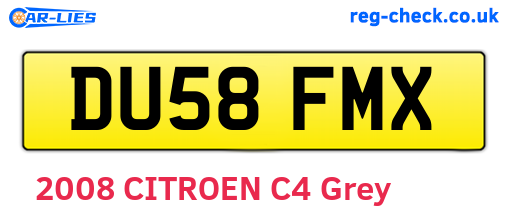 DU58FMX are the vehicle registration plates.